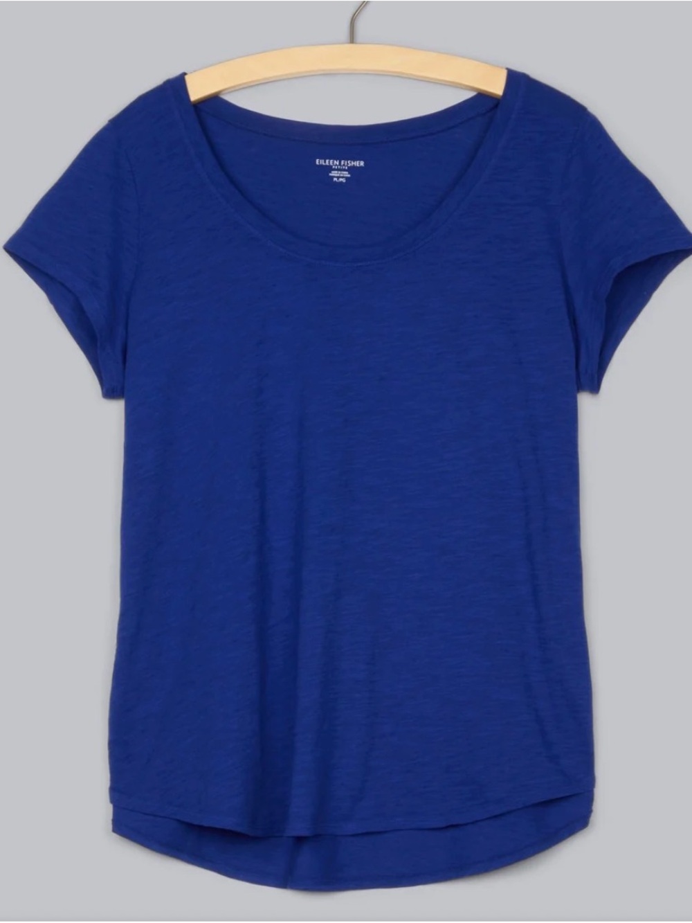 Eileen Fisher Scoop Neck Short Sleeve Tee in Blue M